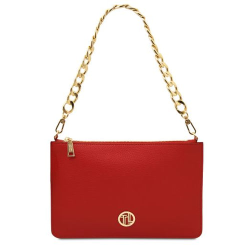 Diva - Leather clutch with chain strap